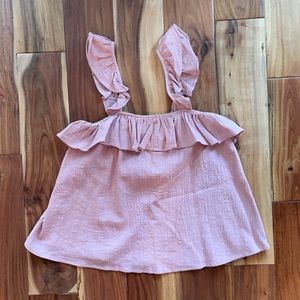 Blush pink sienna sky ruffle tank top